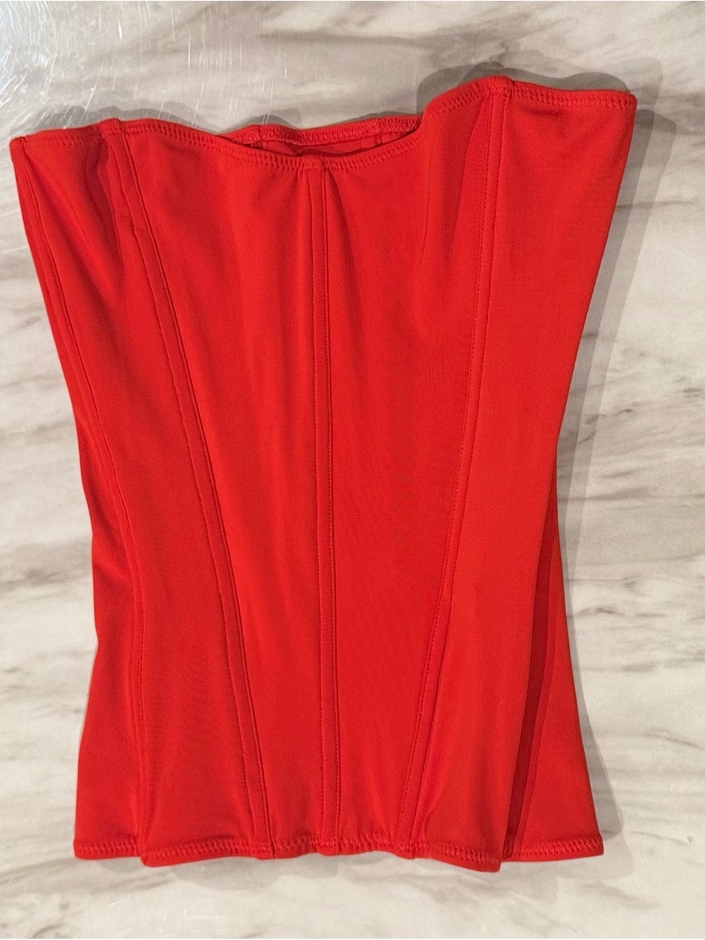 KHY Red Strapless Swim Corset Top